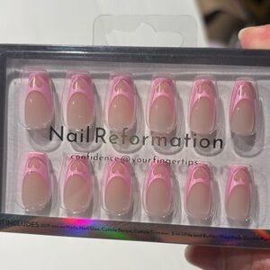 Nail Reformation Pink Heart French Short Coffin Press-On Nails